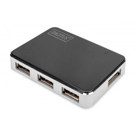 HUB/Koncentrator 4-portowy USB 2.0 HighSpeed, aktywny, czarno-srebrny