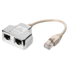Adapter RJ45  na kablu / 2x gniazdo RJ45 kat.5e