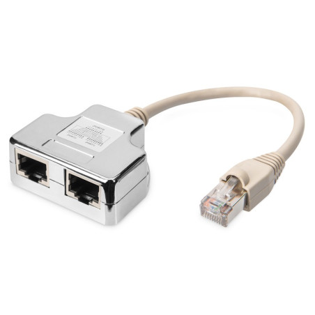 Adapter RJ45  na kablu / 2x gniazdo RJ45 kat.5e