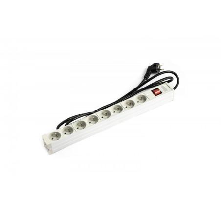 Listwa zasilająca PDU 19" RACK 8xTyp E, 1.8m 1xSchuko, 16A, wł./wył., aluminiowa