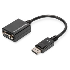 Kabel adapter Displayport z zatrzaskiem 1080p 60Hz FHD Typ DP/DSUB15 M/Ż 0,15m Czarny