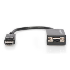 Kabel adapter Displayport z zatrzaskiem 1080p 60Hz FHD Typ DP/DSUB15 M/Ż 0,15m Czarny