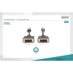 Kabel połączeniowy DVI-D DualLink WQXGA 30Hz Typ DVI-D (24+1)/DVI-D (24+1) M/M 2m Czarny