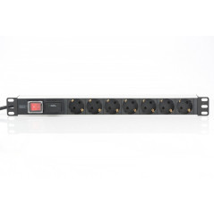 Listwa zasilająca PDU 19" RACK 7xSchuko, 2m 1xSchuko, 16A, wł./wył., zab.przepięciowe, aluminiowa