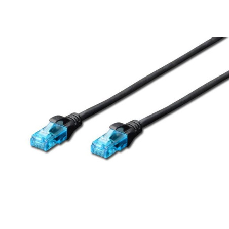 Patch cord RJ45-RJ45 kat.5e U/UTP AWG 26/7 PVC 0,25m czarny