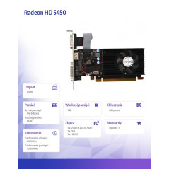 Karta graficzna Radeon HD 5450 1GB DDR3 64Bit DVI HDMI VGA LP Fan L5