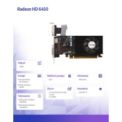 Karta graficzna Radeon HD 6450 2GB DDR3 64Bit DVI HDMI VGA LP Fan L5